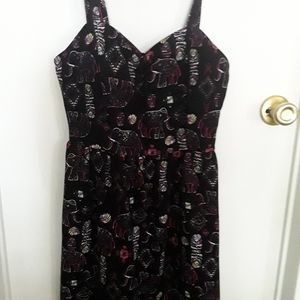 Black Elephant Motif Short Sundress